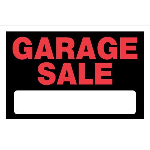 Hillman 839946 Garage Sale Sign Black and Red (8" X 12")