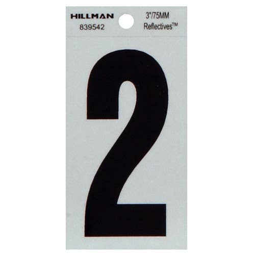 Hillman 8395 Adhesive House Number Black and Silver Reflective (3")