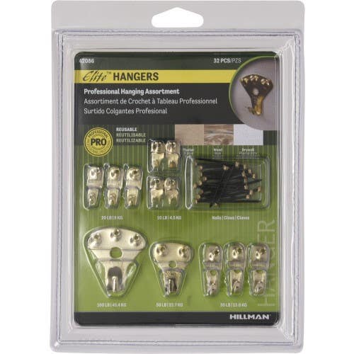 Hillman 42086 Elite Picture Hanging Assortment (10-100LB) 32 Piece
