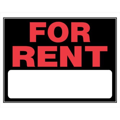 Hillman 840026 For Rent Sign Black and Red (15" X 19")