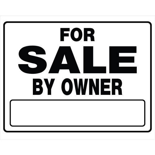 Hillman 840056 For Sale by Owner Sign Black and White with Holder (20" X 24")