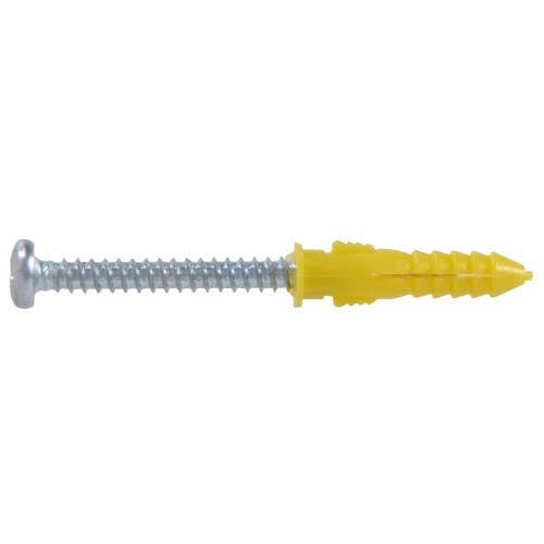 Hillman 41820 Yellow Ribbed Plastic Anchors w/ Screws (4-6-8 X 1") 75 Pack