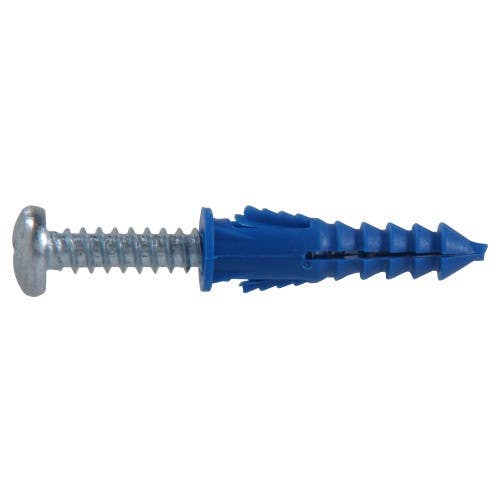 Hillman 5108 Blue Ribbed Plastic Anchors w/ Screws (8-10-12 x 1-1/4") 6 Pack