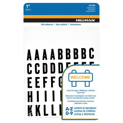 Hillman 8422 Adhesive Letter And Number Pack (1")