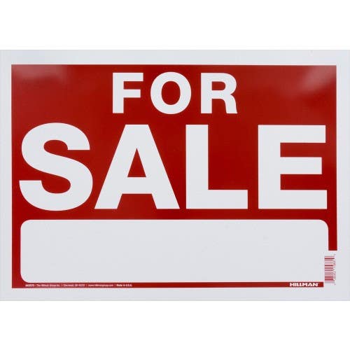 Hillman 842575 For Sale Sign Red and White (10" X 14")
