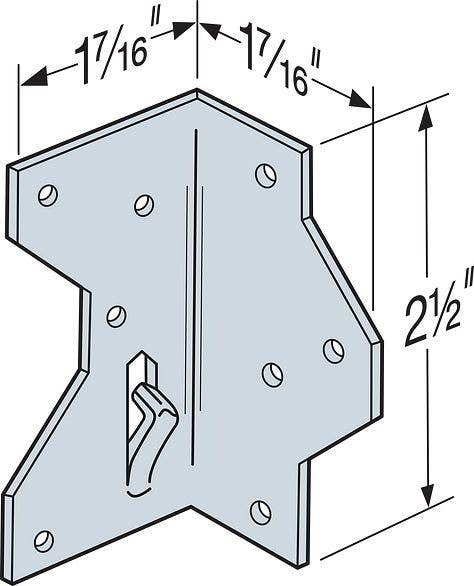 Simpson Strong-Tie A34 Framing Angle, Zinc Galvanized, 18-ga., 1-7/16" W x 1-7/16 H x 2-1/2" L