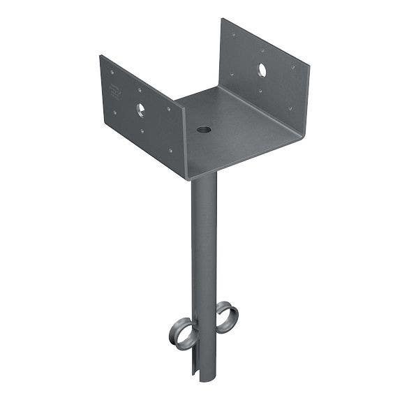 Simpson Strong-Tie EPB Elevated Post Base, 12-ga., Base Plate, 1-1/16" OD x 8" Pipe, Simpson Strong-Tie Gray Paint