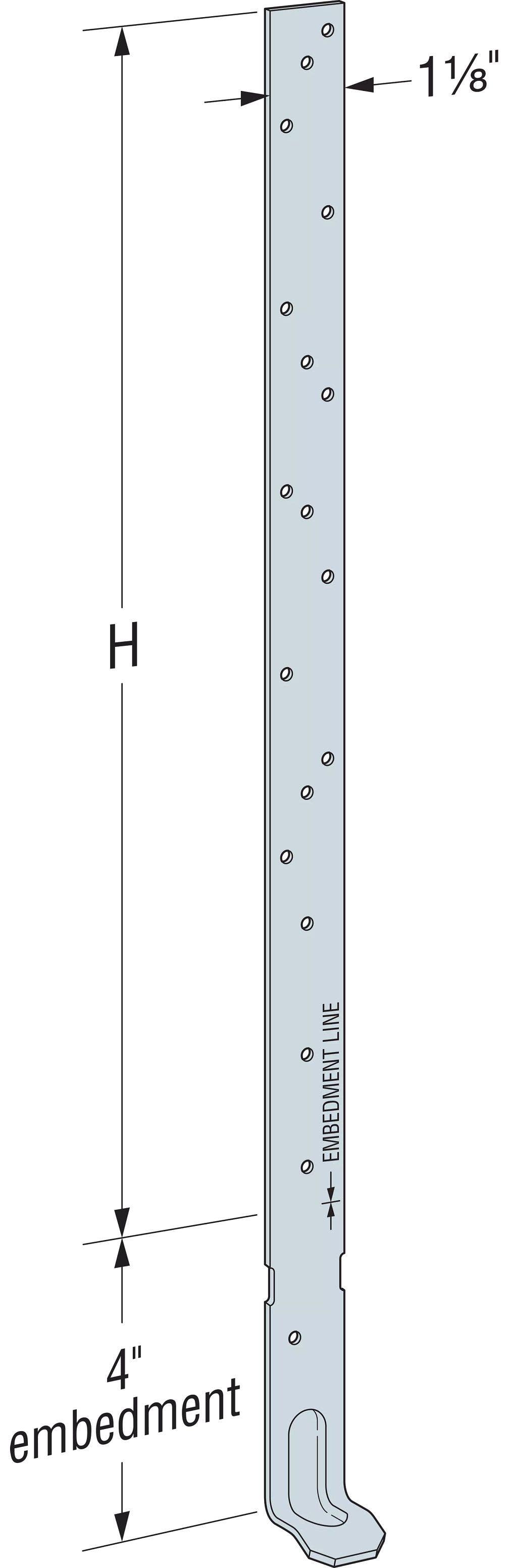 Simpson Strong-Tie HETA20 Heavy Embedded Truss Anchor, 16-ga., Zinc Galvanized, 16" H