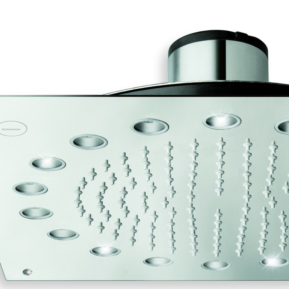 Rain Therapy PS CR-PD369-01 13-3/8" Square Rain Head w/ Clear LED Light, Polished Chrome