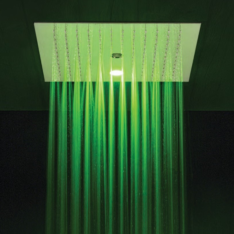 Rain Therapy PS ZI-39188 17-3/8" Square Shower Head w/ Chromotherapy LED Light & Tub Filler