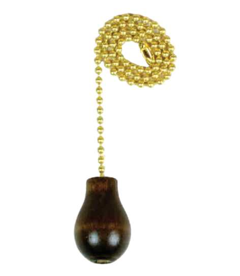 Jandorf 60318 12" Brass Chain w/Walnut Wooden Knob