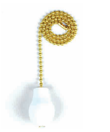 Jandorf 60319 12" Brass Ceiling Fan Pull Chain, White Wooden Knob