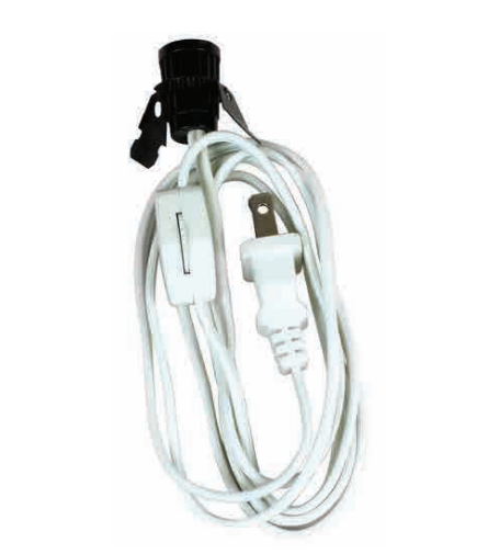 Jandorf 60138 6ft. White Lamp Cord with Clip-in Socket