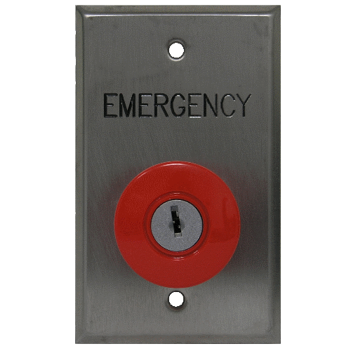 Deltrex F142 Emergency Self-Latching Red Push Button Control w/ Internal Key Release