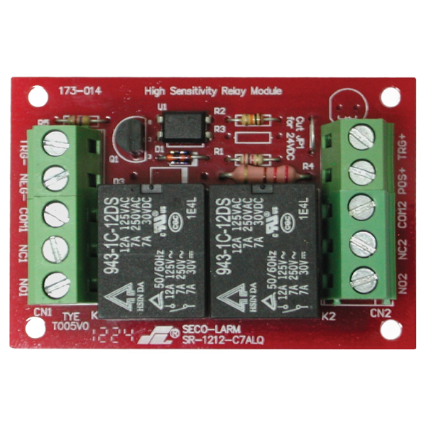 SECO-LARM SR-1212-C7ALQ Relay Module - 3-24VDC Low Trigger Voltage, High Sensitivity, SPDT Relays"