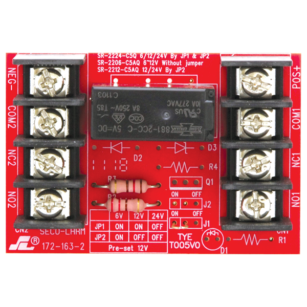 SECO-LARM SR-2212-C5AQ Relay Modules - 12/24VDC Trigger Voltage, One 5A Form C DPDT Relay
