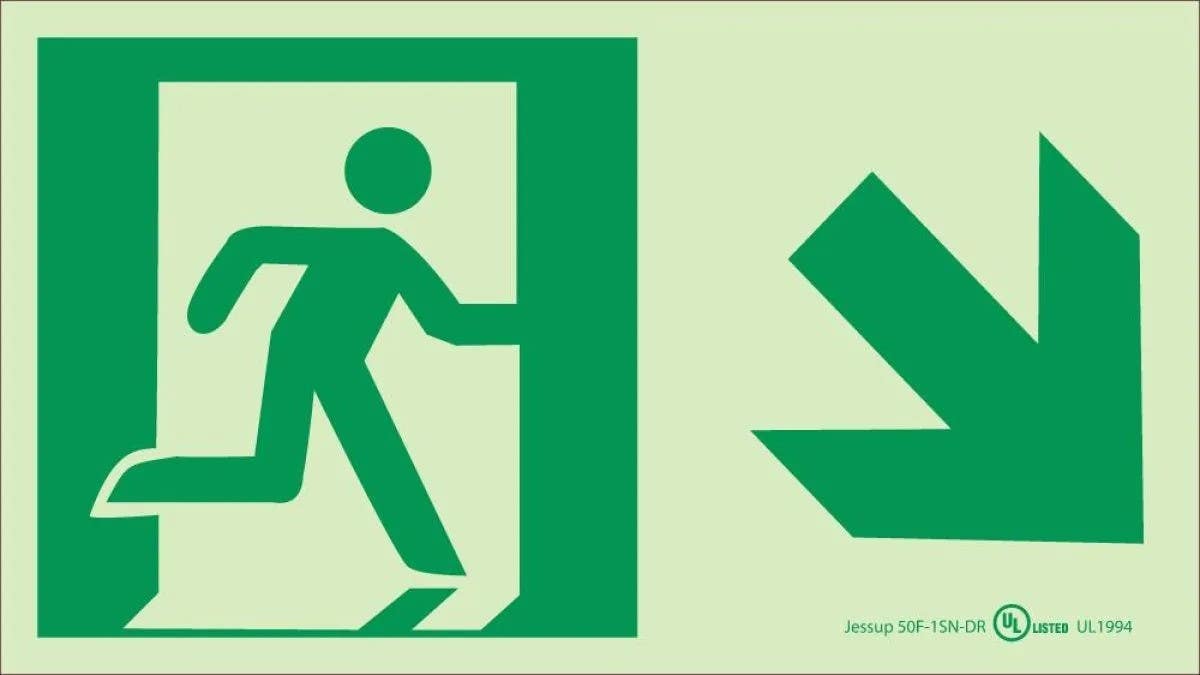 AccuformNMC 50F-1SN Glo Brite Egress Sign, 24 Hour Glow Polyester, 4.5" H x 8" W