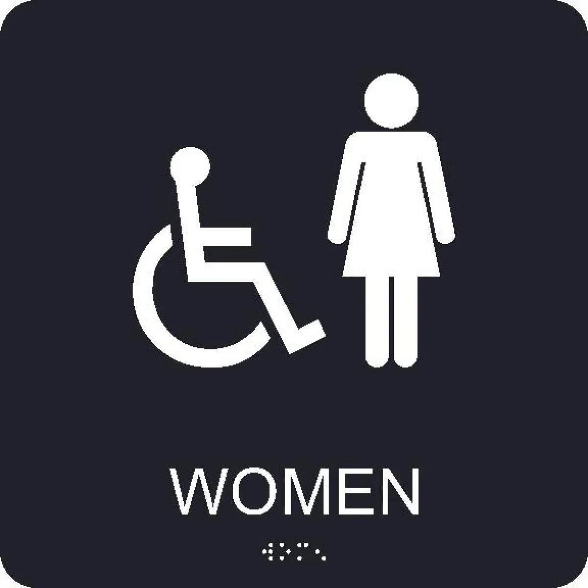 AccuformNMC ADA5WBR ADA Women/Handicapped Braille Sign, Engraved, 8" H x 8" W