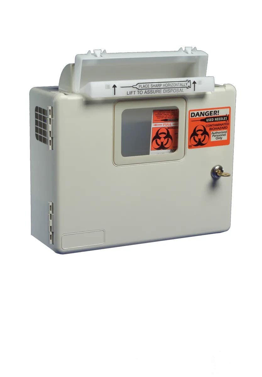 AccuformNMC CAB146 Sharps Container Wall Enclosure, Beige