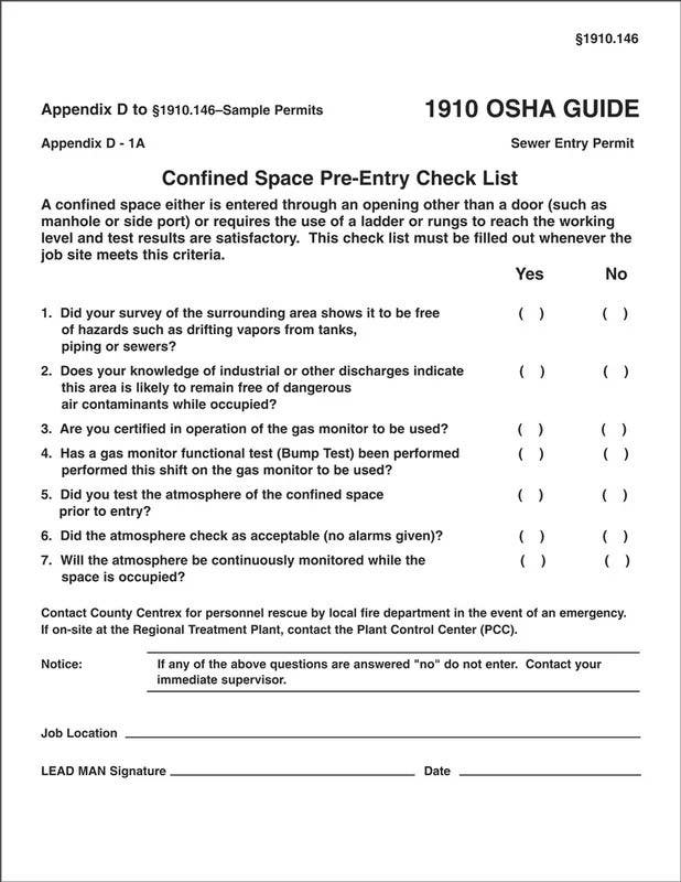 AccuformNMC CBS248 Confined Space Permits, Sewer Entry Permit, 8-1/2" H x 11" W, 100/Pk