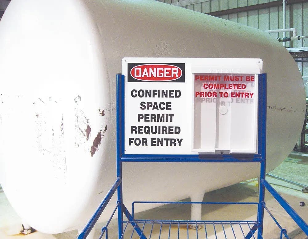 AccuformNMC CBS420 OSHA Danger, Confined Space Permit Required For Entry Station, 14" H x 20" W