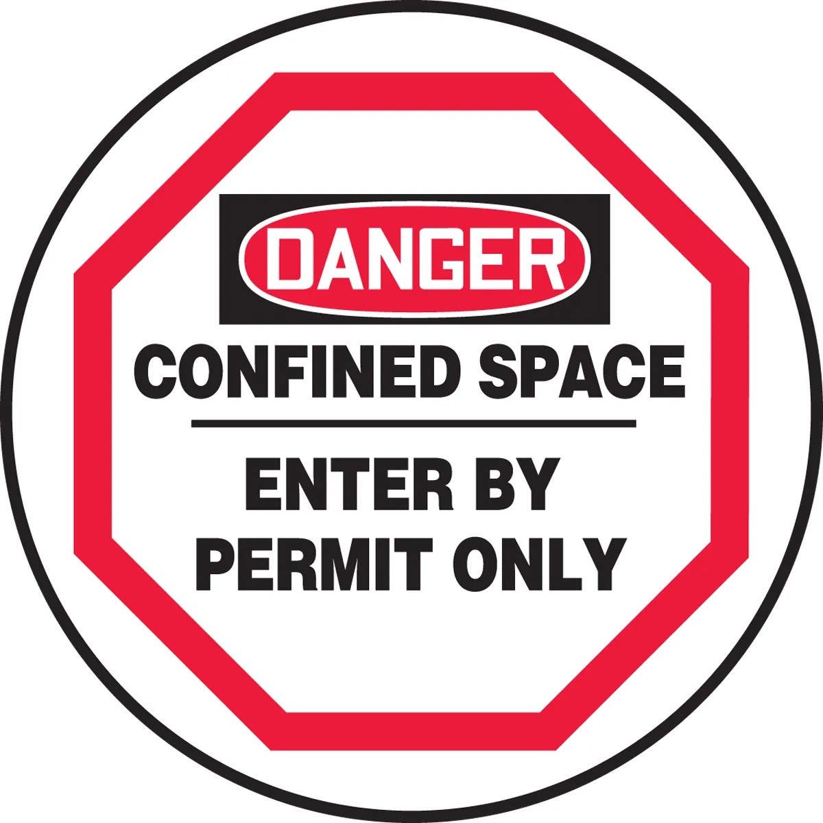 AccuformNMC CMH OSHA Danger Manhole Cover Sign, Confined Space, Enter By Permit Only