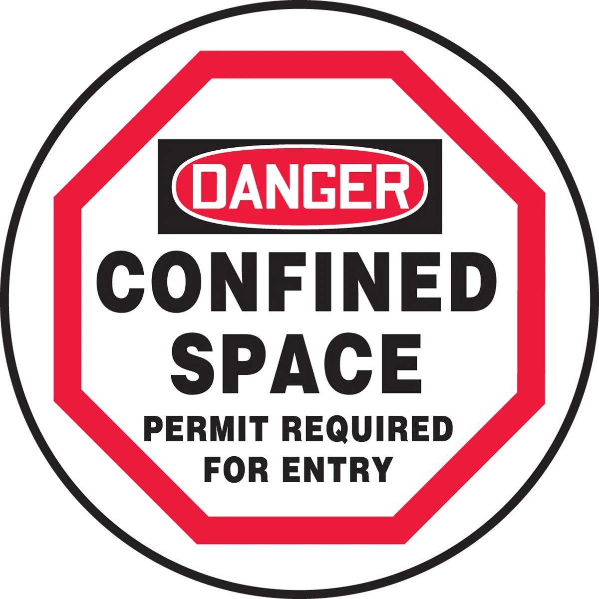 AccuformNMC CMH OSHA Danger Manhole Cover Sign, Confined Space, Permit Required For Entry