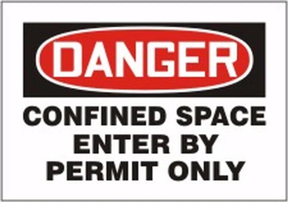 AccuformNMC CSM005 OSHA Danger Magnetic Vinyl Sign, Confined Space Enter By Permit Only, 7" H x 10" W