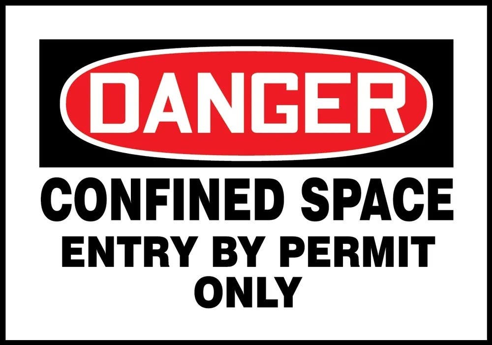 AccuformNMC CSM007 OSHA Danger Magnetic Safety Sign, Confined Space Entry By Permit Only, 7" H x 10" W