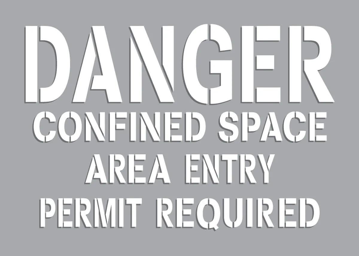 AccuformNMC CST712 Danger Stencil, Confined Space - Area Entry Permit Required, 7" H x 10" W