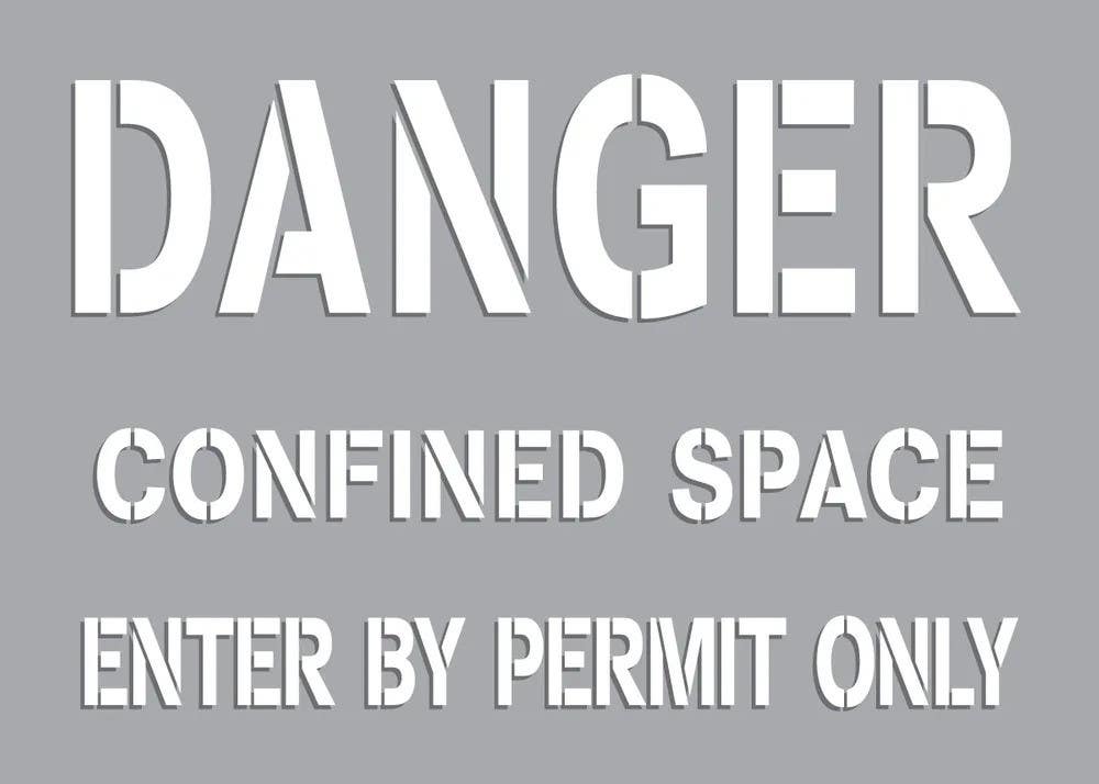 AccuformNMC CST718 Danger Stencil, Confined Space, Enter By Permit Only, 7" H x 10" W