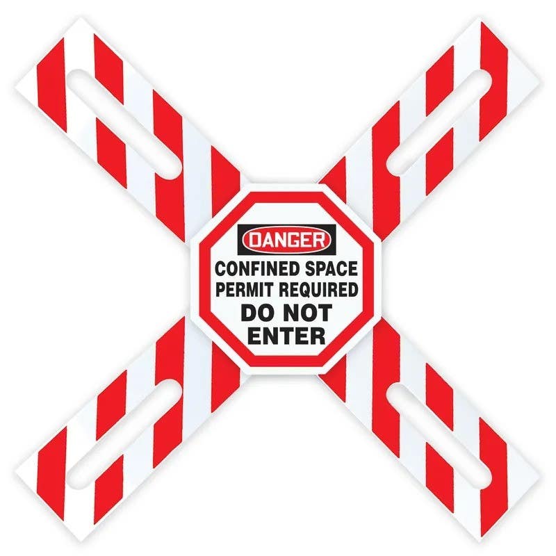 AccuformNMC CXB635 OSHA Danger Man-Way Cross Barrier, Confined Space Do Not Enter, English