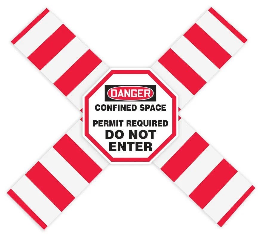 AccuformNMC CXB801 OSHA Danger Flanged Pipe Barrier Kit, Confined Space Permit Required Do Not Enter