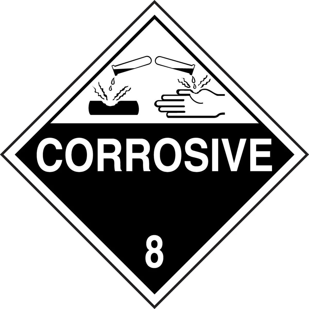 AccuformNMC MPL801 DOT Hazard Class 8 Placards, Corrosive, 10-3/4" H x 10-3/4" W