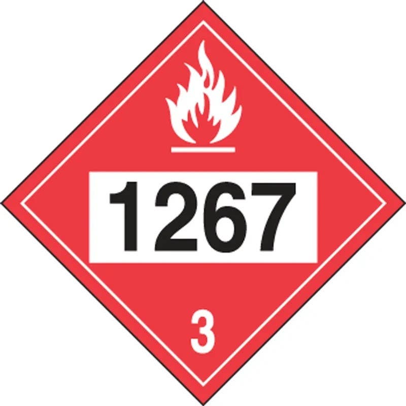 AccuformNMC MPL739 4-Digit DOT Placards, Hazard Class 3, 1267 (Crude Oil), 10-3/4" H x 10-3/4" W