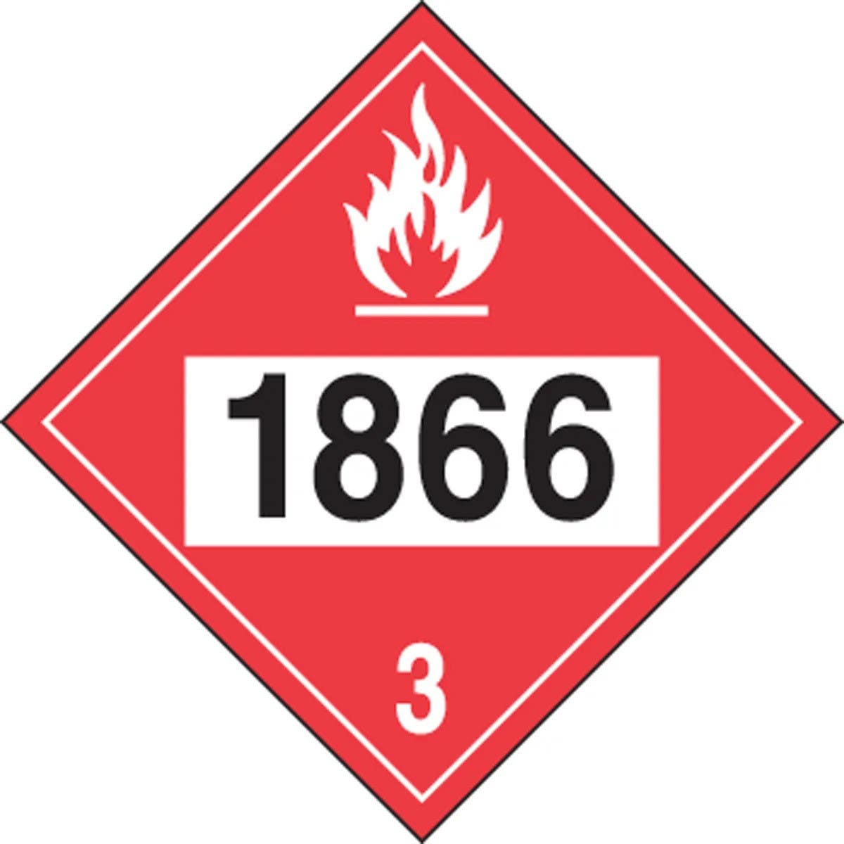 AccuformNMC MPL734 4-Digit DOT Placards, Hazard Class 3, 1866 (Resin Solution), 10-3/4" H x 10-3/4" W