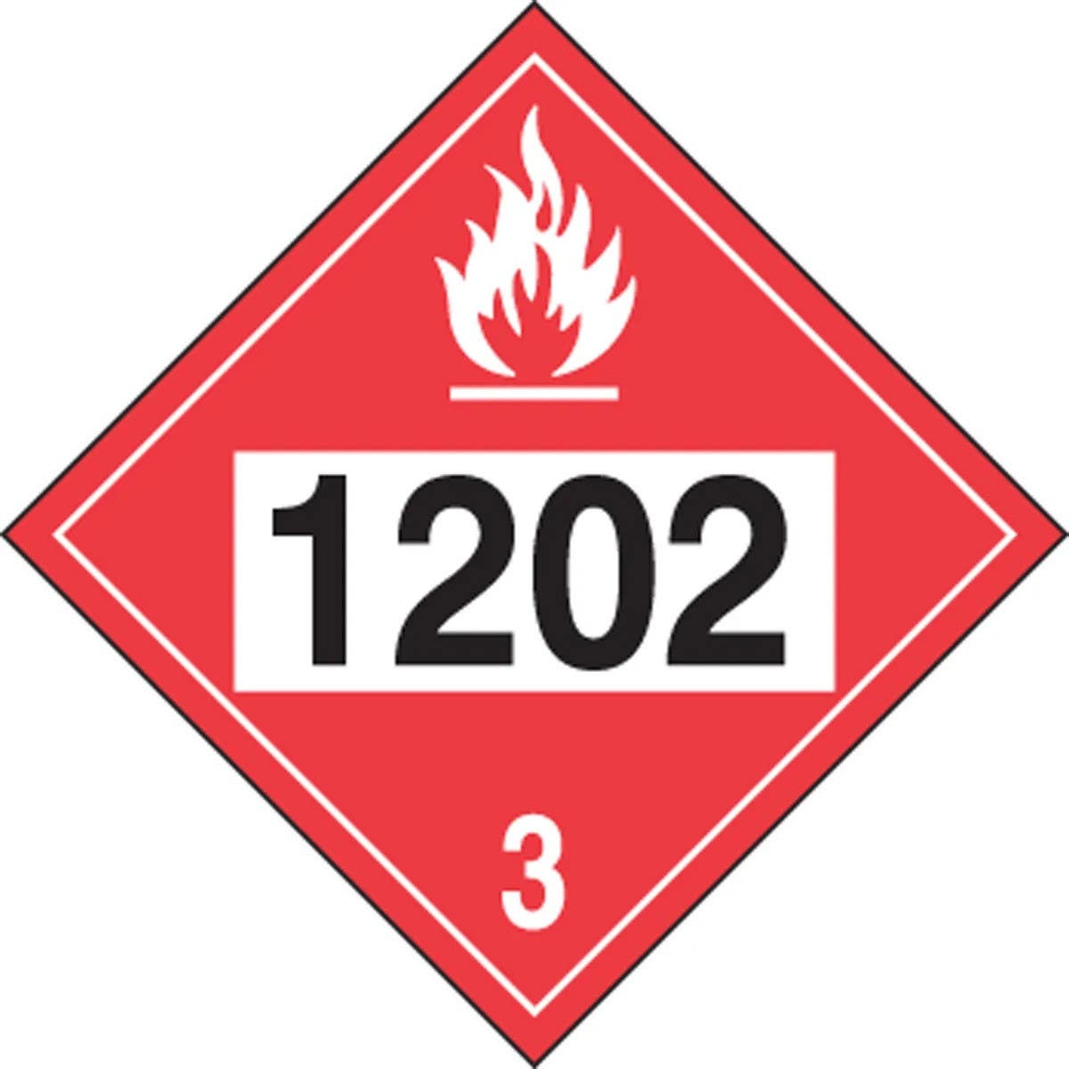 AccuformNMC MPL744 4-Digit DOT Placards, Hazard Class 3, 1202 (Diesel Fuel), 10-3/4" H x 10-3/4" W