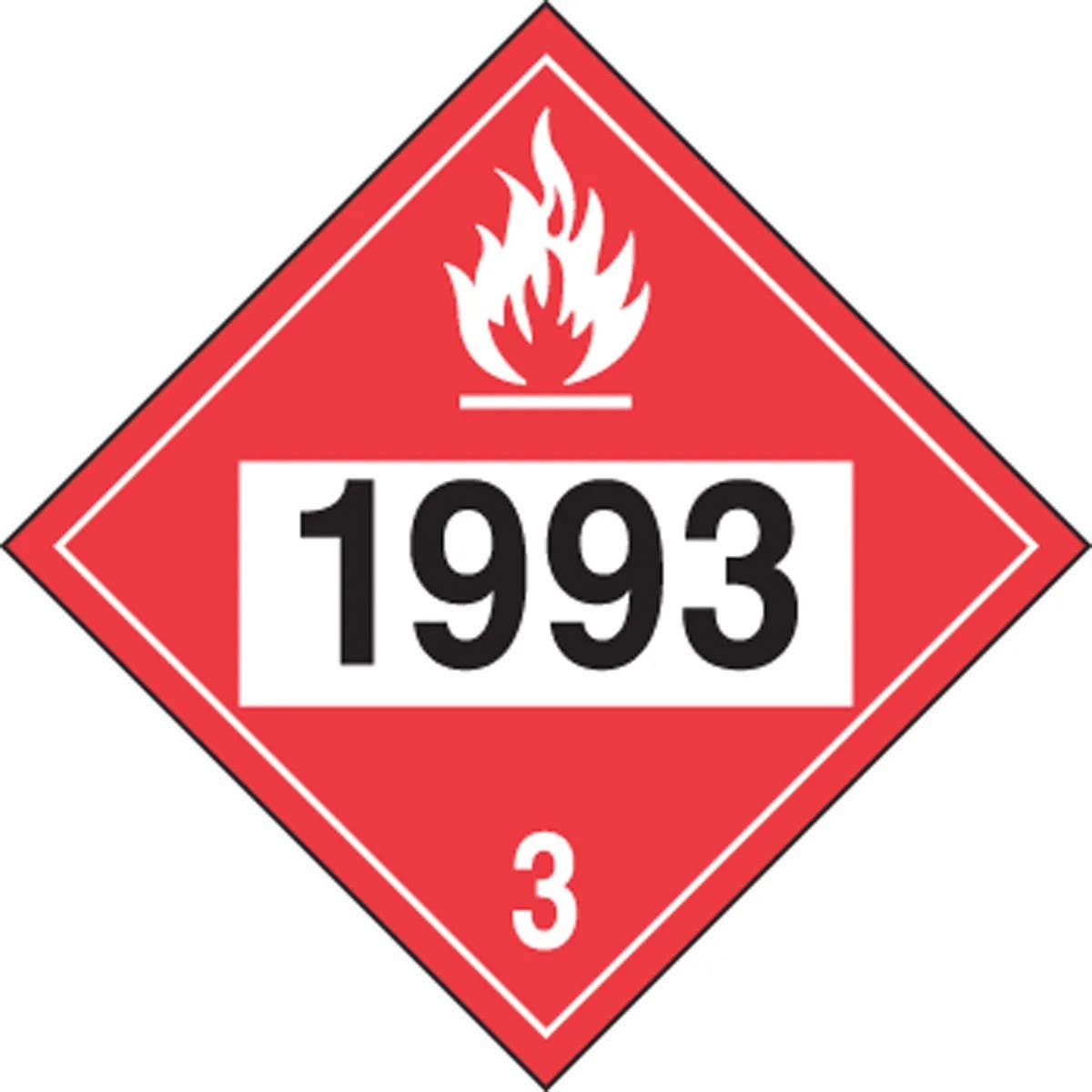 AccuformNMC MPL736 4-Digit DOT Placards, Hazard Class 3, 1993 (Flammable Liquid), 10-3/4" H x 10-3/4" W