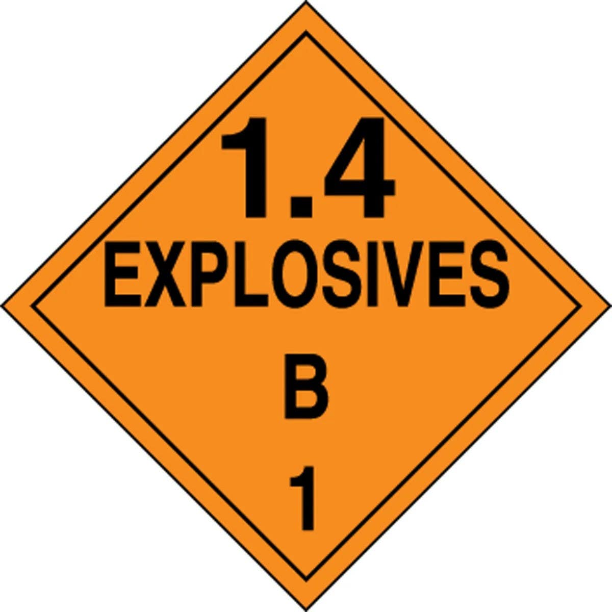 AccuformNMC MPL127 DOT Placard, Hazard Class 1, Explosives & Blasting Agents (1.4B), 10-3/4" H x 10-3/4" W