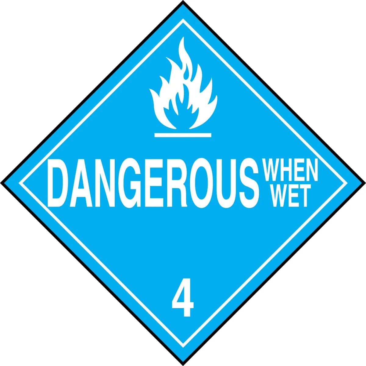 AccuformNMC MPL402 DOT Placard, Hazard Class 4, Dangerous When Wet, 10-3/4" H x 10-3/4" W