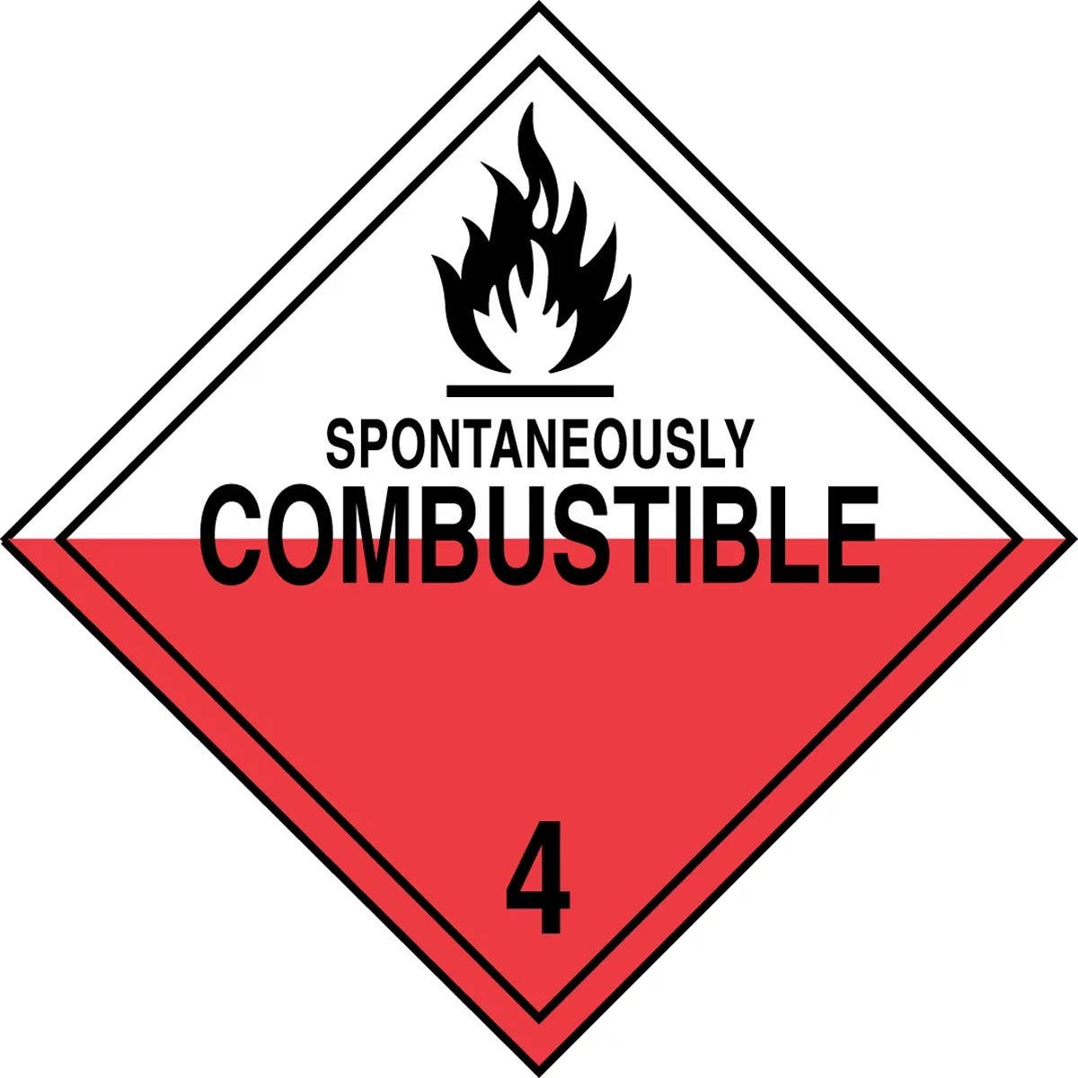 AccuformNMC MPL403 DOT Placard, Hazard Class 4, Spontaneously Combustible, 10-3/4" H x 10-3/4" W