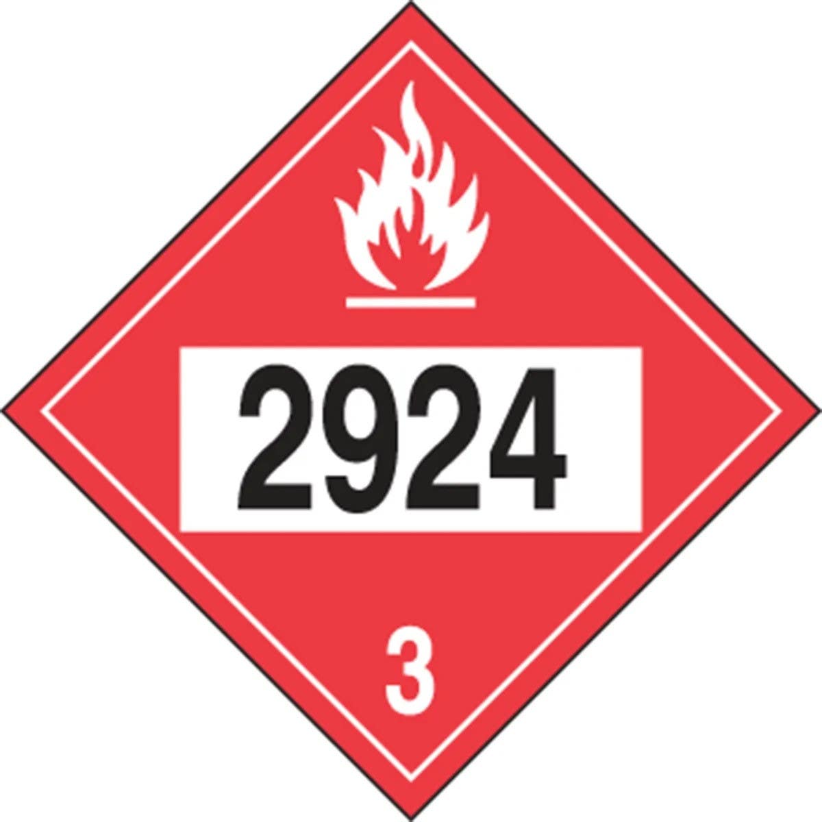 AccuformNMC MPL748 4-Digit DOT Hazard Class 3 Placards, Flammable Liquids, 10-3/4" H x 10-3/4" W