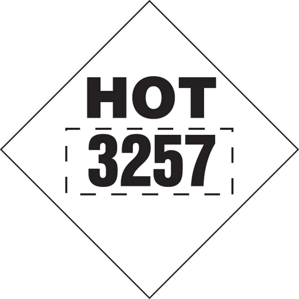 AccuformNMC MPL770 4-Digit DOT Placards, Hazard Class 9, 3257 (Elevated Temperature), 10-3/4" H x 10-3/4" W