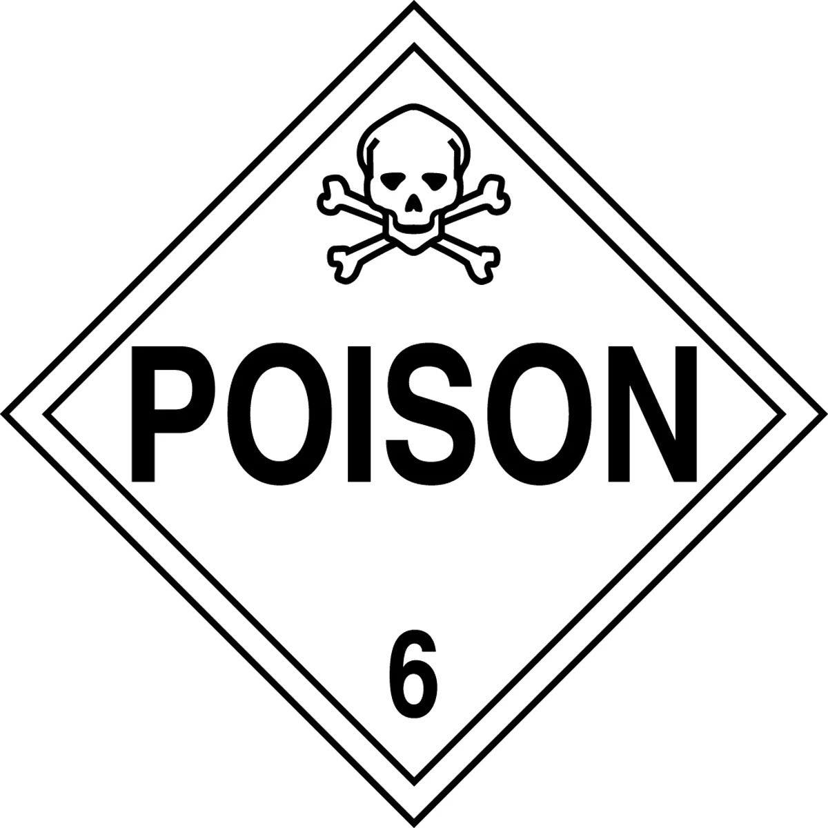 AccuformNMC MPL601 DOT Placard, Hazard Class 6, Poison, 10-3/4" H x 10-3/4" W