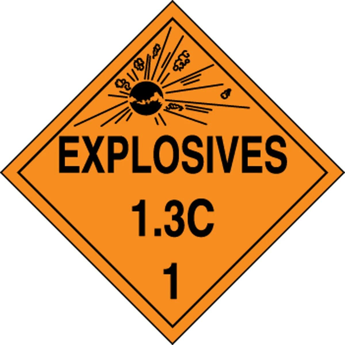 AccuformNMC MPL120 DOT Placard, Hazard Class 1, Explosives & Blasting Agents (1.3C), 10-3/4" H x 10-3/4" W