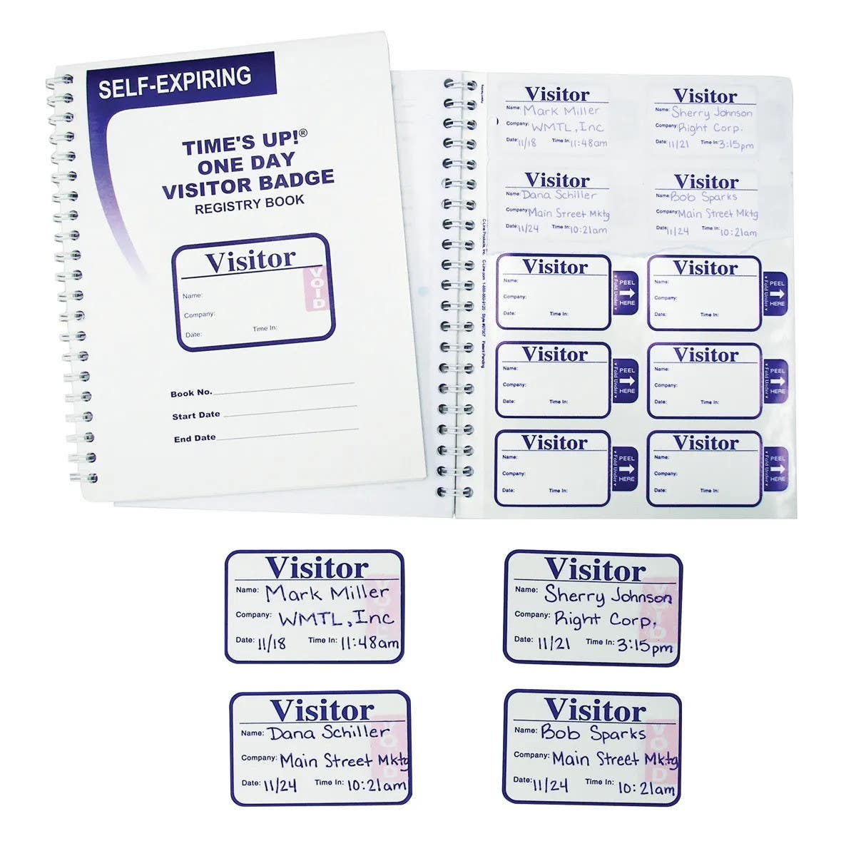 AccuformNMC DNA295 Visitor Log Book/Badges, 2" H x 3" W Badges, 150/Book