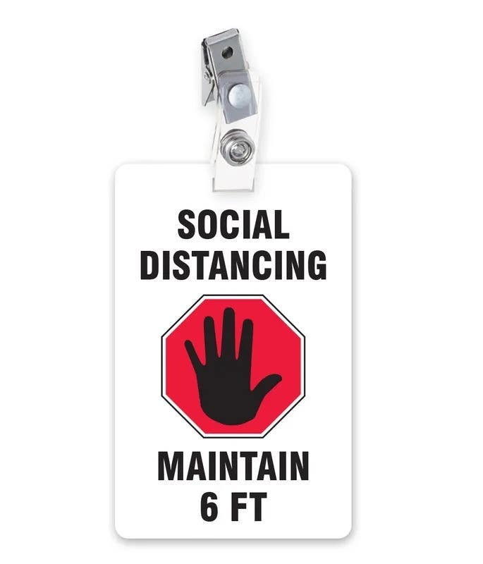 AccuformNMC DNT901 ID Badge, Social Distancing Maintain 6 Ft, 3-3/8" H x 2-1/8" W