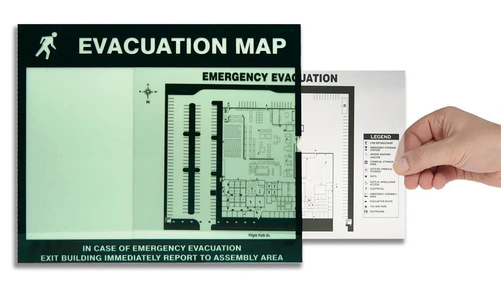 AccuformNMC DTA Emergency Evacuation Signs Map Holders, In Case Of Emergency, French