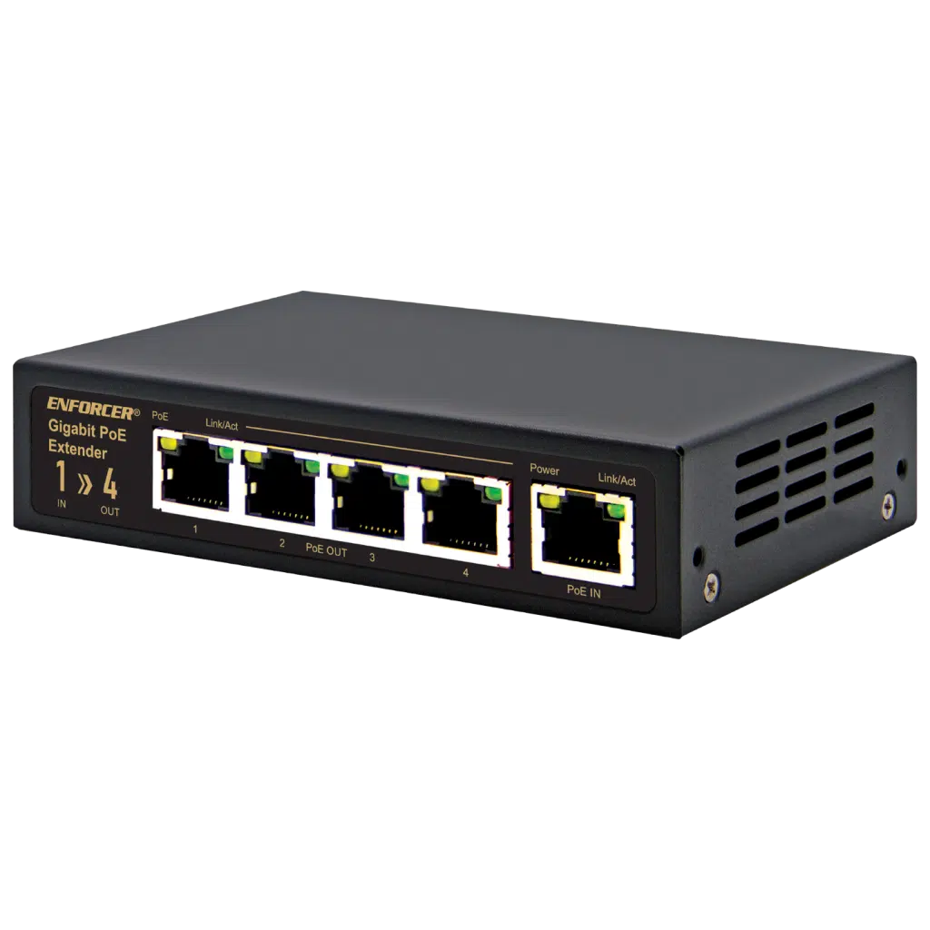 SECO-LARM NR-P401E-TQ 1-Input to 4-Outputs Gigabit PoE+ Extender