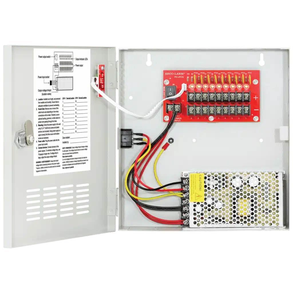 SECO-LARM PC-U0910-PULQ 12VDC Switching CCTV Power Supply, 9 Outputs, 10A total